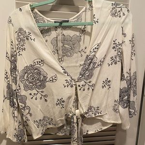 tie front floral top